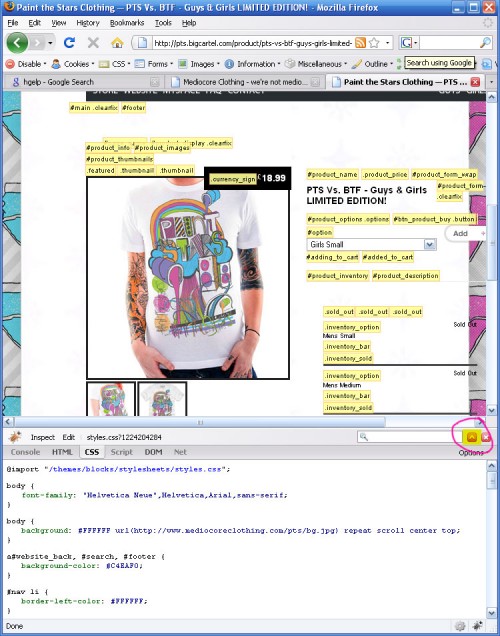firebug_browser firebug browser 500x636 Bigcartel CSS customization: Introduction